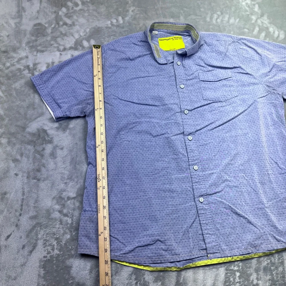 Descendant of Thieves Mens‎ XL Blue Pattern Short Sleeve Button Up Shirt
